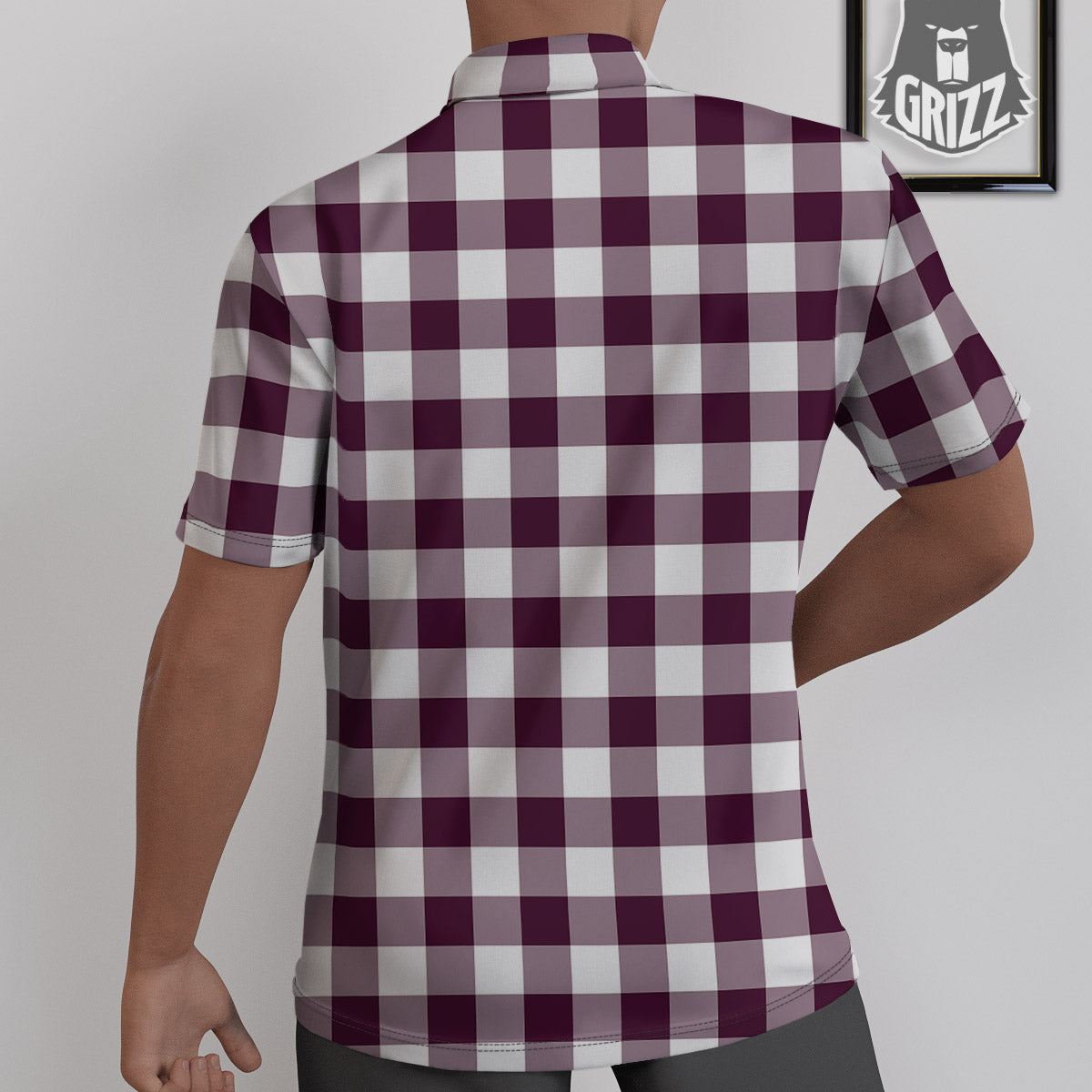 Check White And Burgundy Print Pattern Untucked Shirts-grizzshop