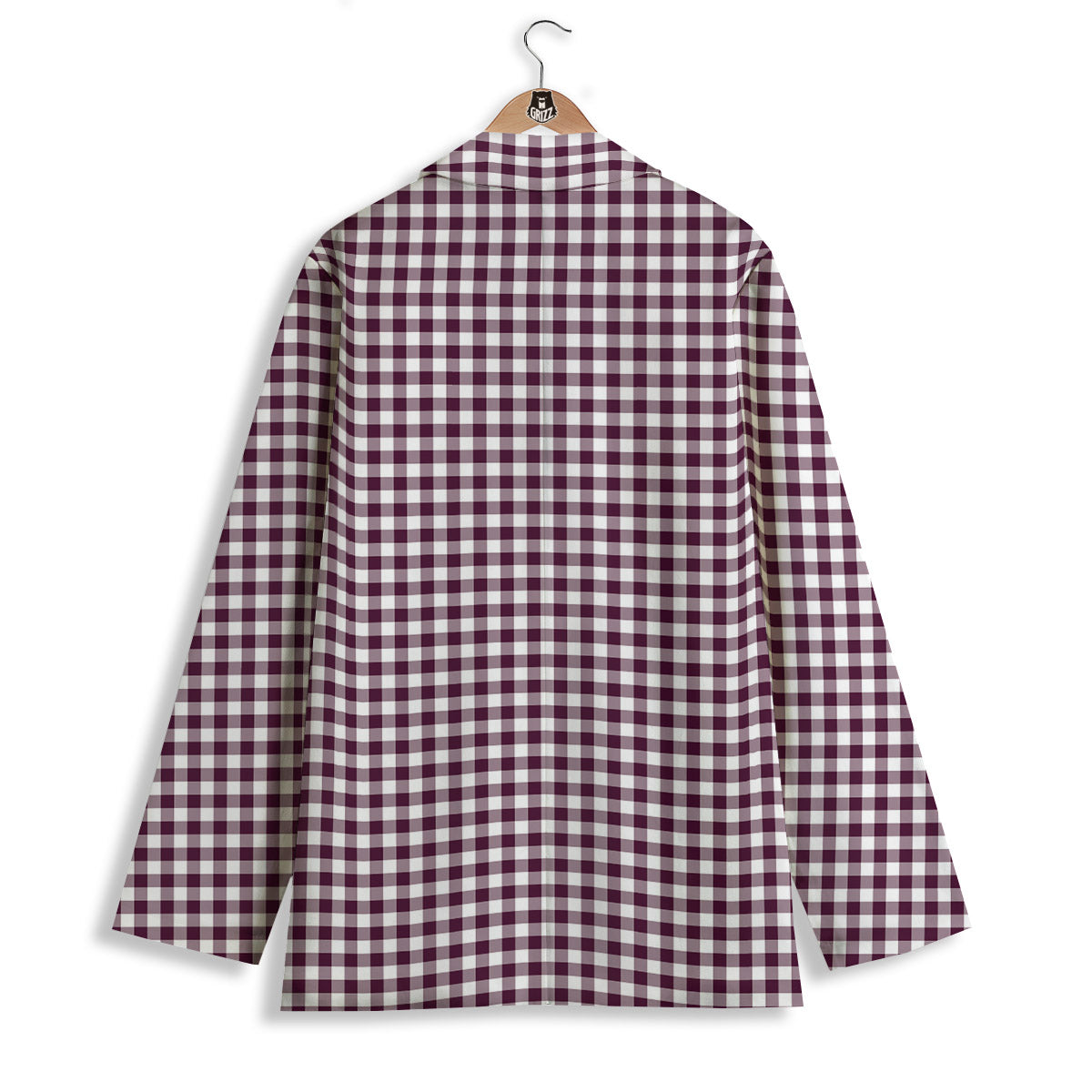 Check White And Burgundy Print Pattern Women's Blazer-grizzshop