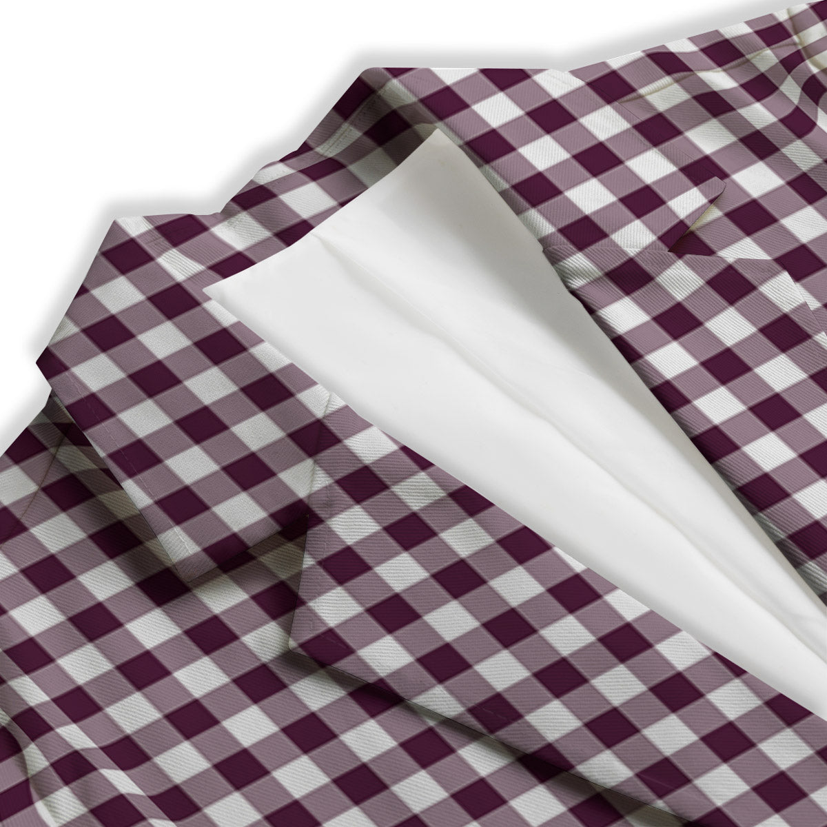 Check White And Burgundy Print Pattern Women's Blazer-grizzshop