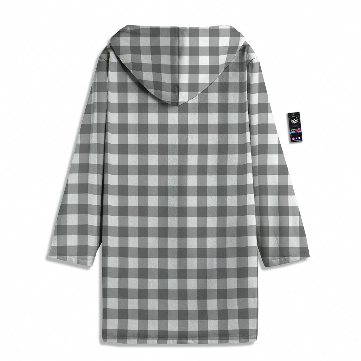 Check White And Grey Print Pattern Men's Windbreaker Jacket-grizzshop