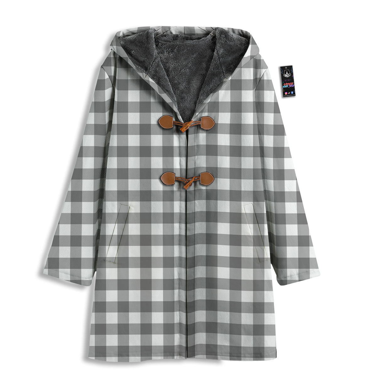 Check White And Grey Print Pattern Men's Windbreaker Jacket-grizzshop
