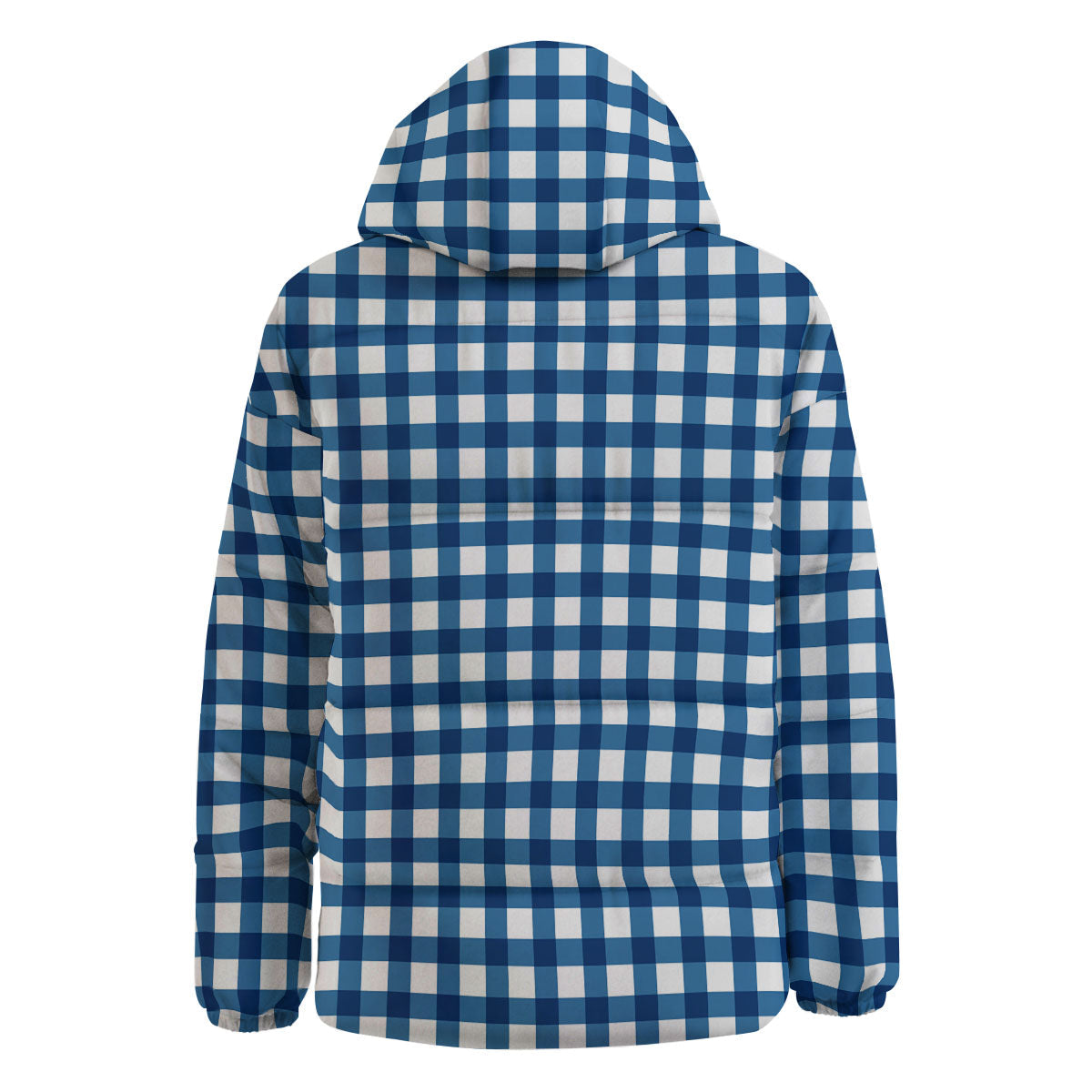 Check White And Navy Print Pattern Down Jacket-grizzshop