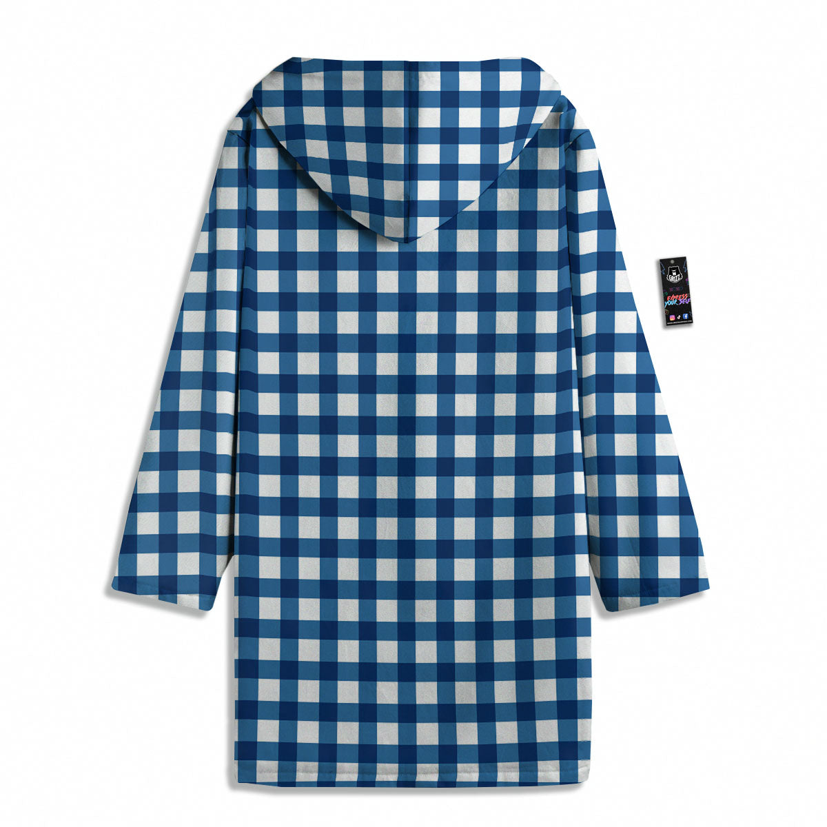 Check White And Navy Print Pattern Men's Windbreaker Jacket-grizzshop