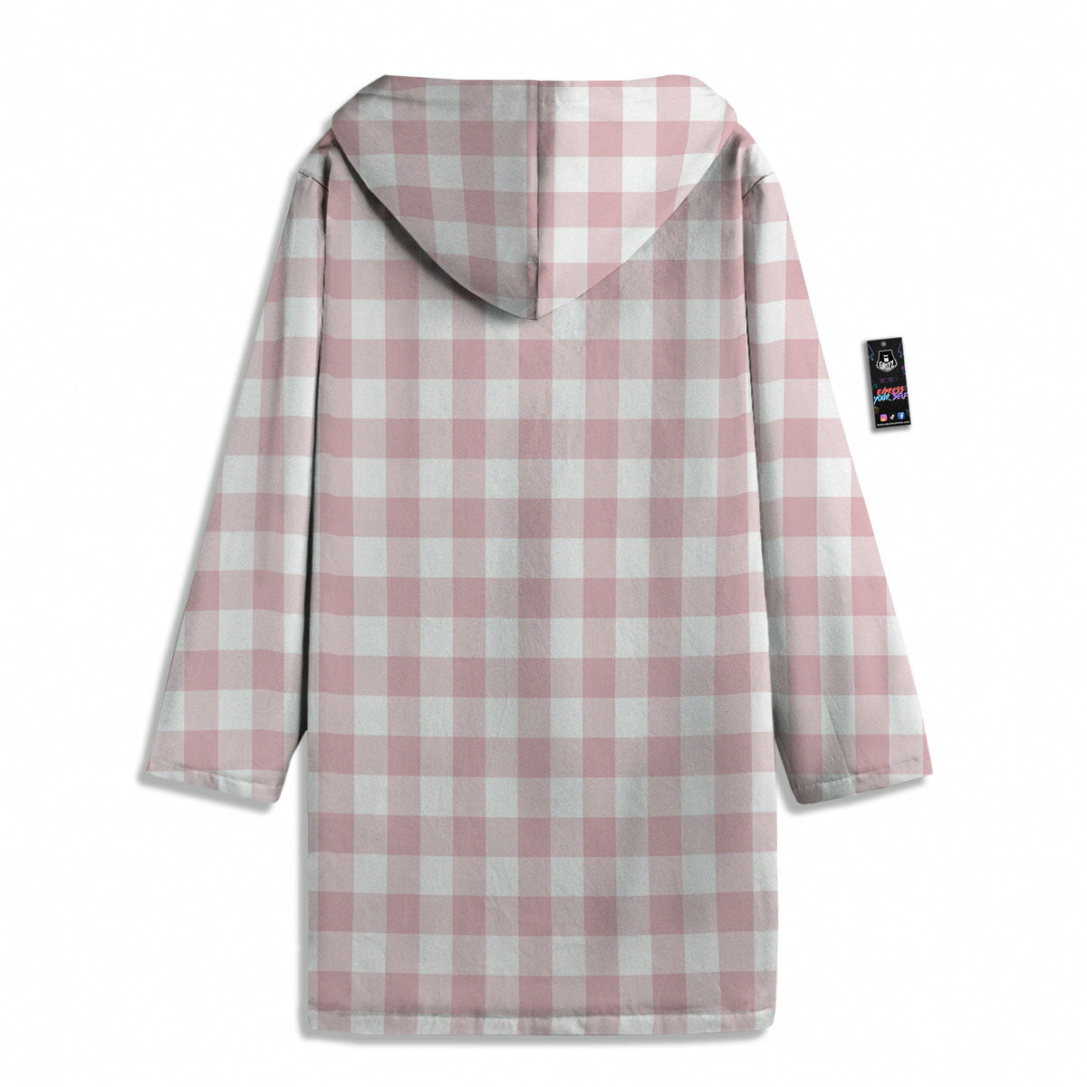 Check White And Pink Print Pattern Men's Windbreaker Jacket-grizzshop