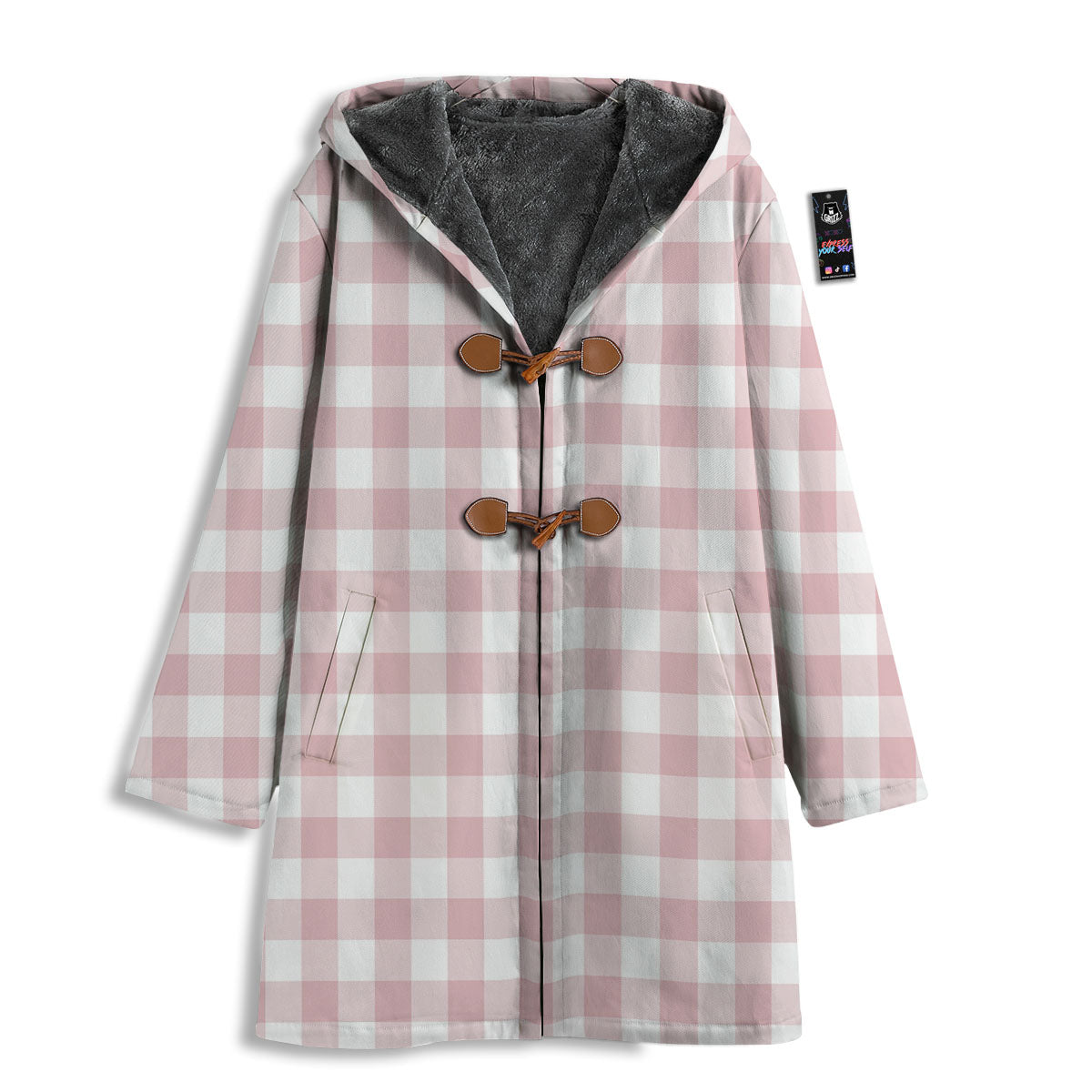 Check White And Pink Print Pattern Men's Windbreaker Jacket-grizzshop