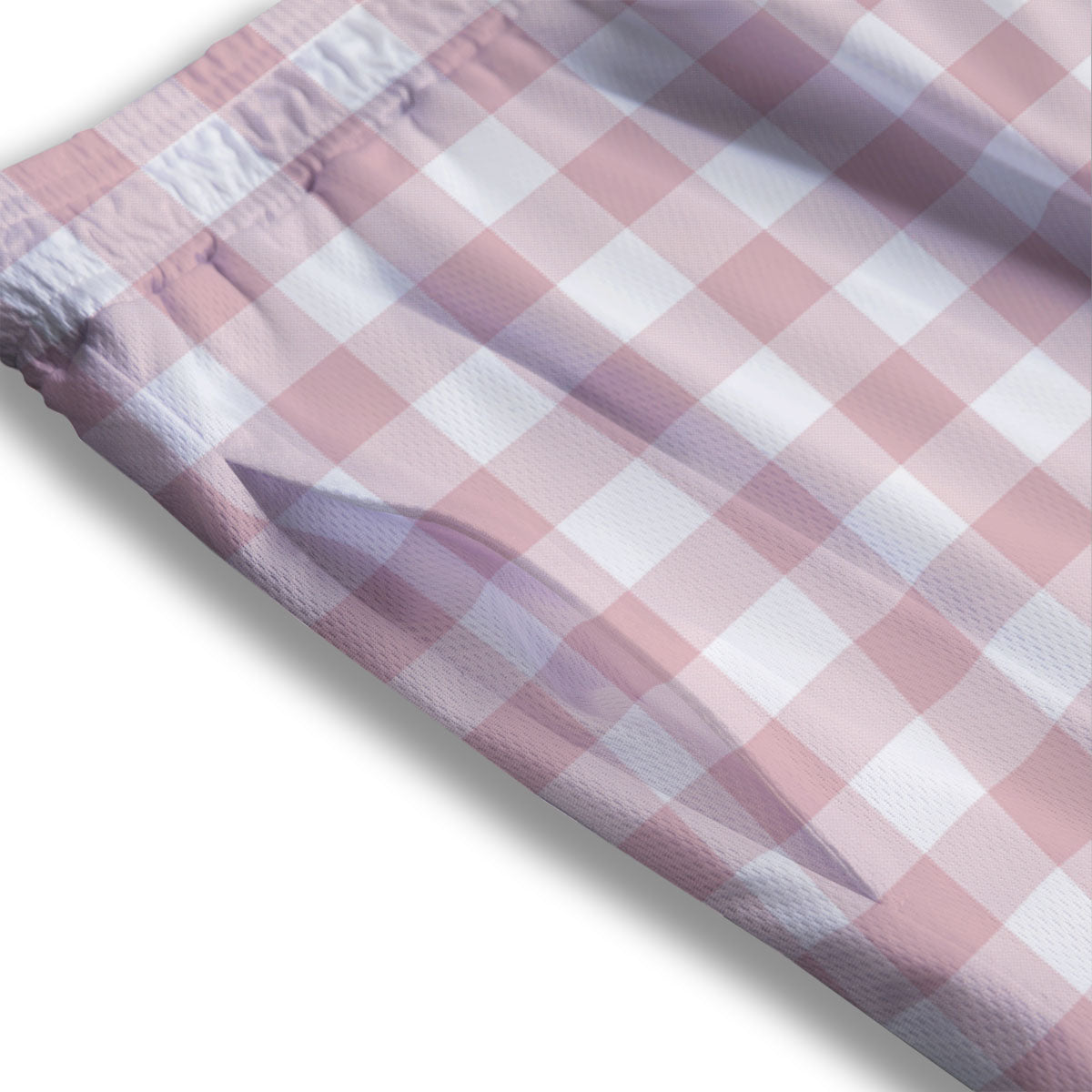 Check White And Pink Print Pattern Mesh Shorts
