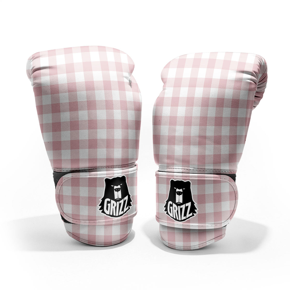 Check White And Pink Print Pattern Pro Boxing Glove