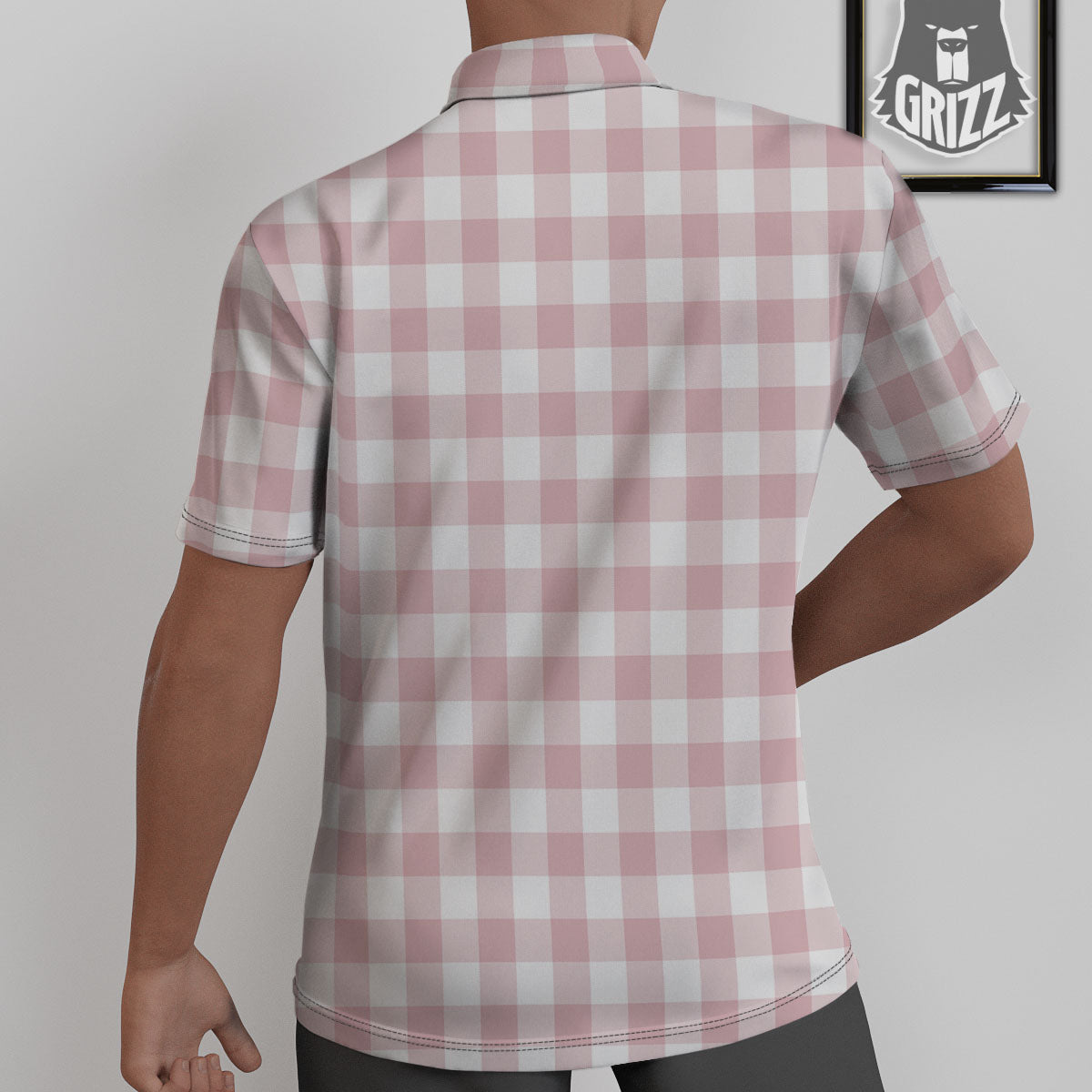 Check White And Pink Print Pattern Untucked Shirts-grizzshop