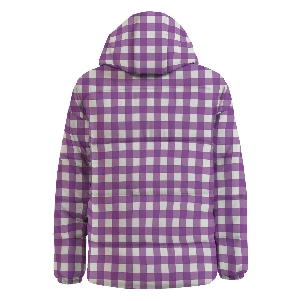 Check White And Purple Print Pattern Down Jacket-grizzshop