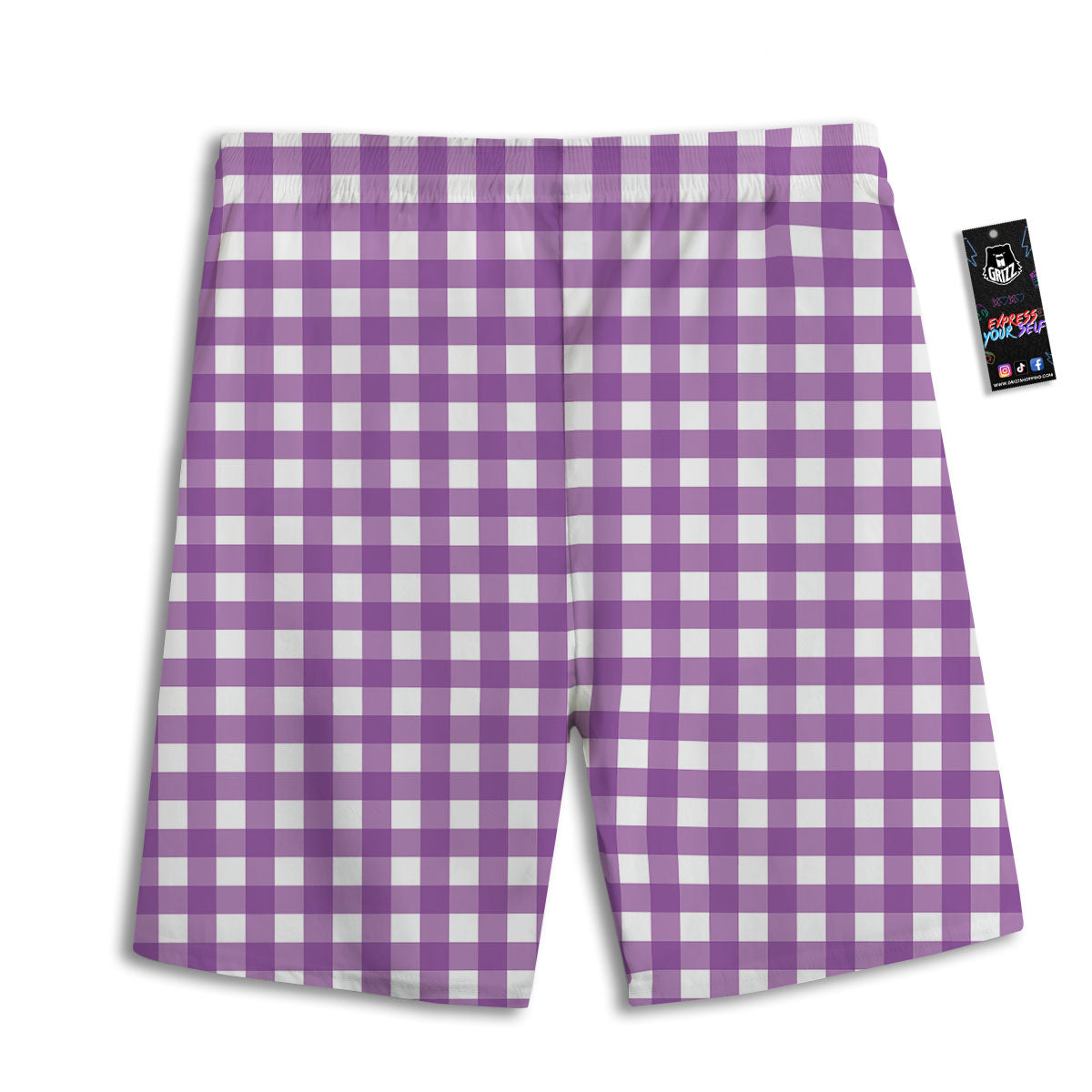 Check White And Purple Print Pattern Men's Athletic Shorts