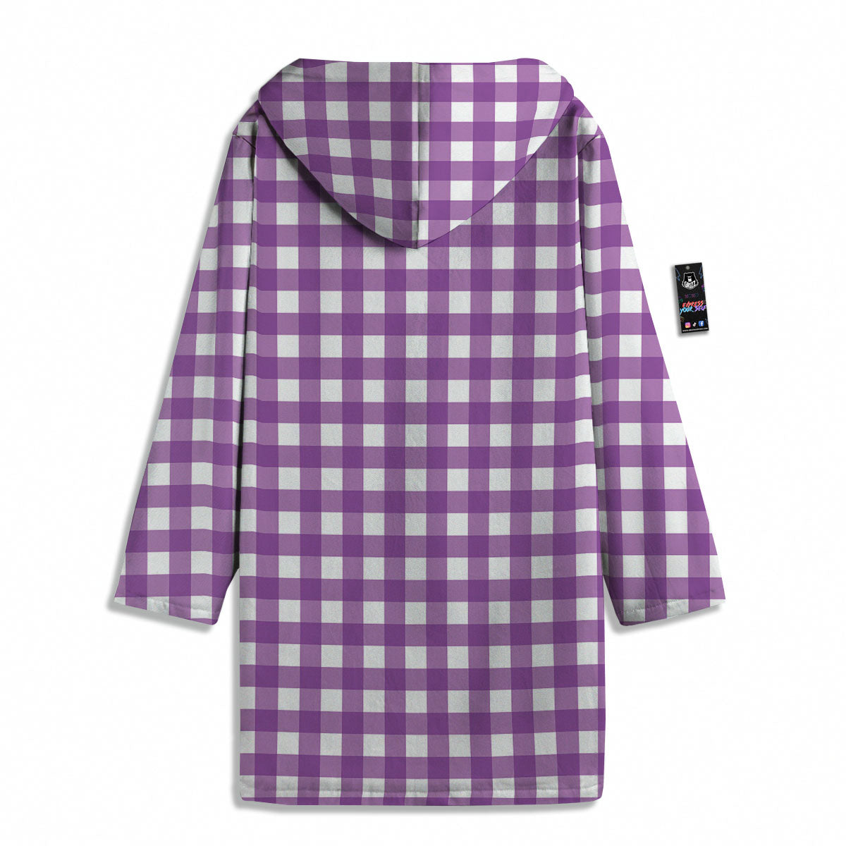 Check White And Purple Print Pattern Men's Windbreaker Jacket-grizzshop