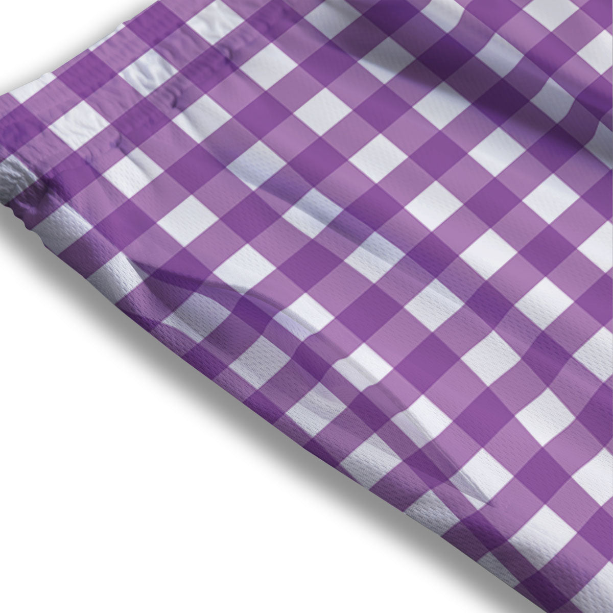 Check White And Purple Print Pattern Mesh Shorts
