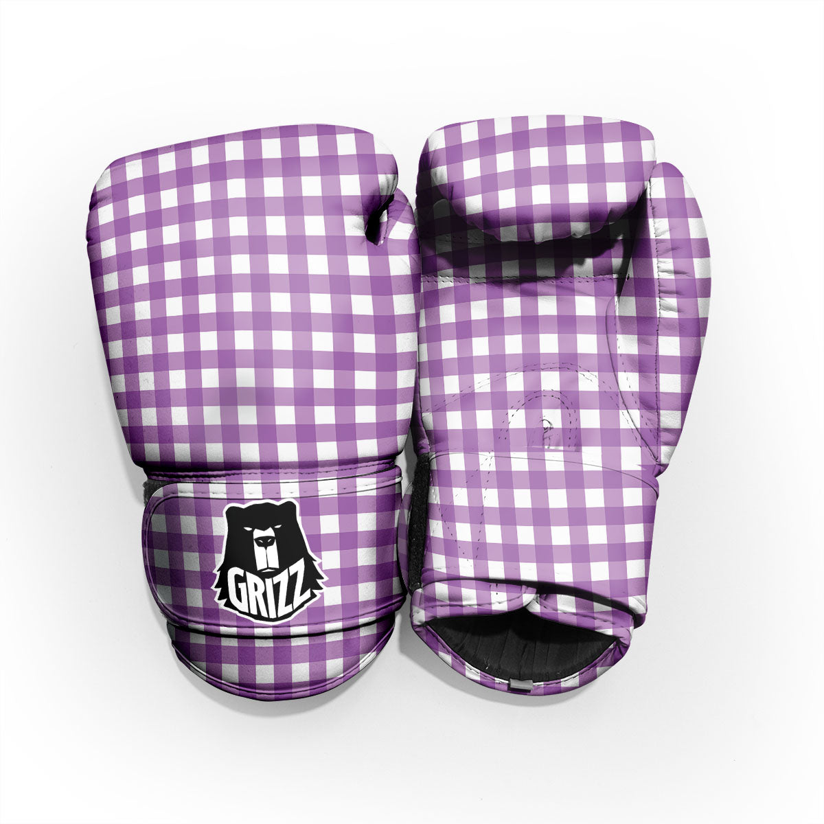 Check White And Purple Print Pattern Pro Boxing Glove