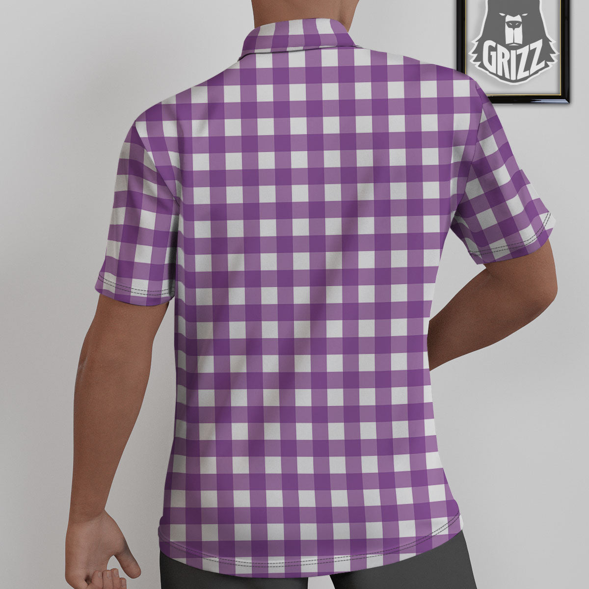 Check White And Purple Print Pattern Untucked Shirts-grizzshop