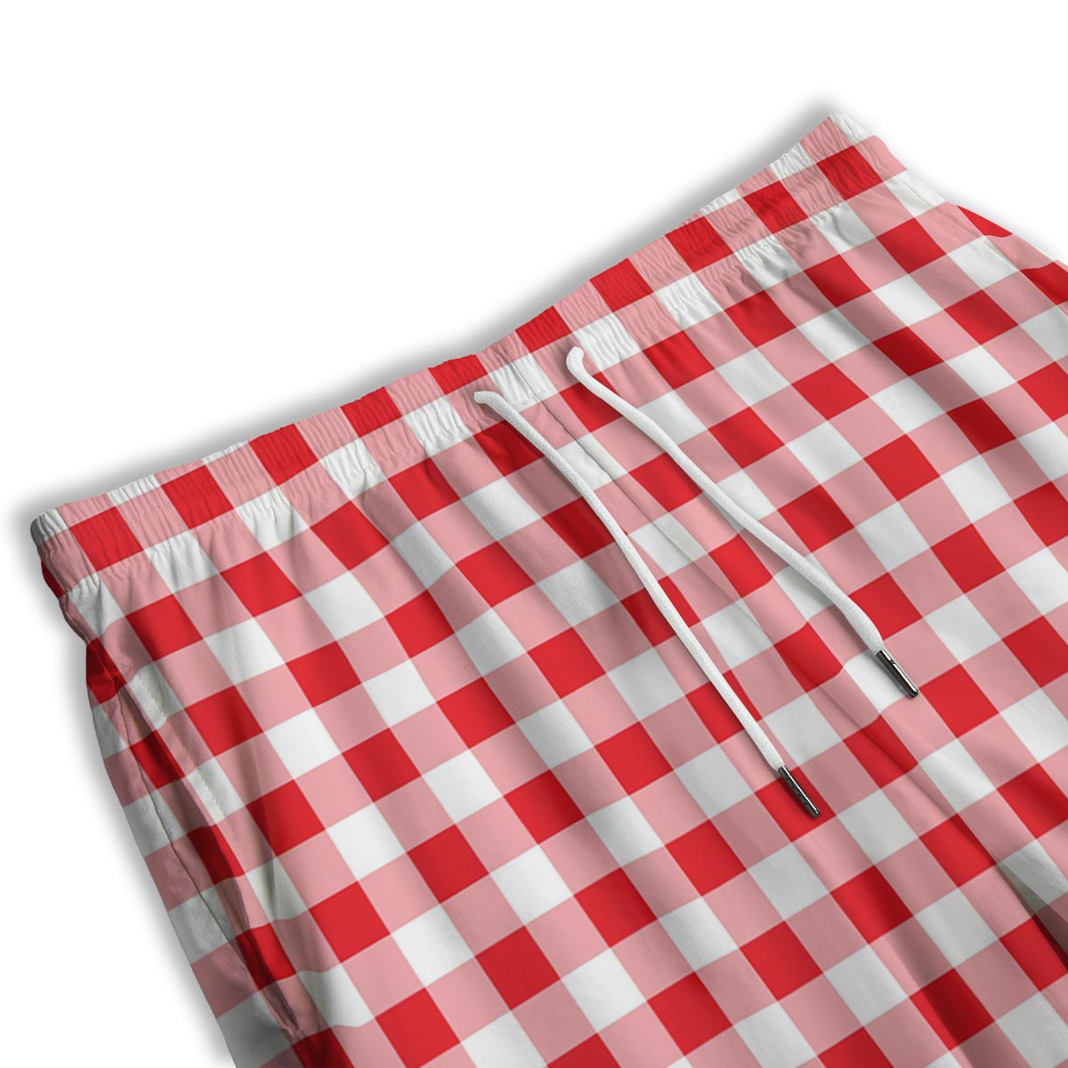 Check White And Red Print Pattern Men's Athletic Shorts