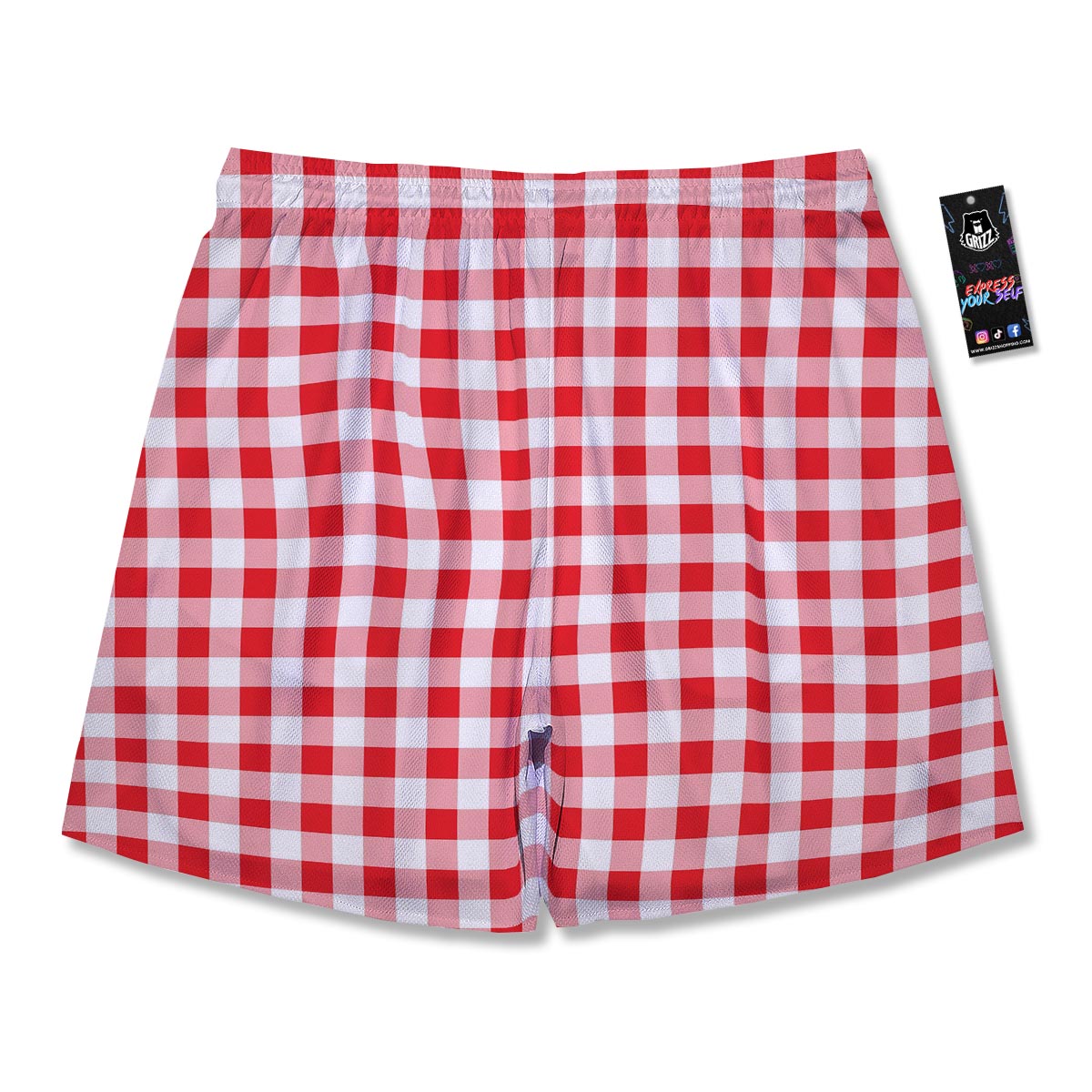 Check White And Red Print Pattern Men's Running Shorts-grizzshop