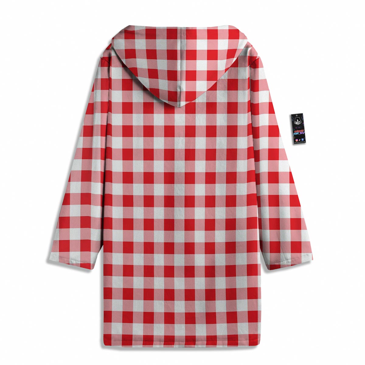 Check White And Red Print Pattern Men's Windbreaker Jacket-grizzshop