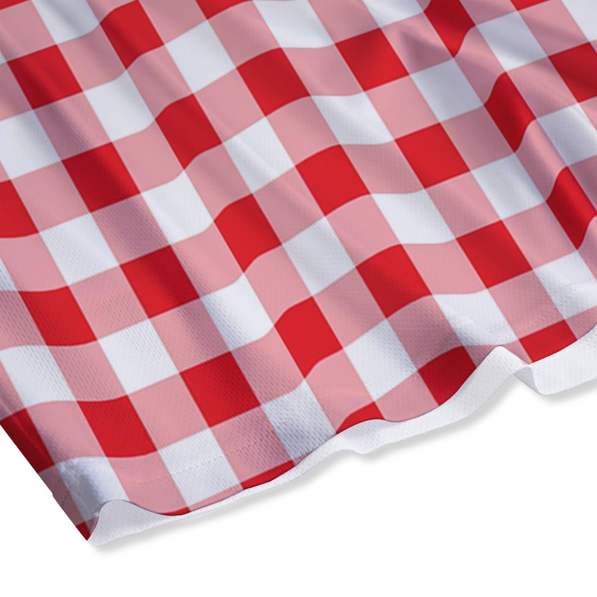 Check White And Red Print Pattern Mesh Shorts