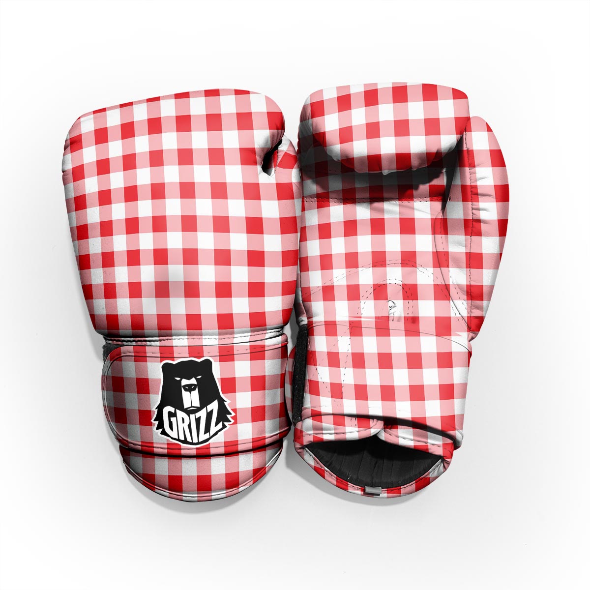 Check White And Red Print Pattern Pro Boxing Glove