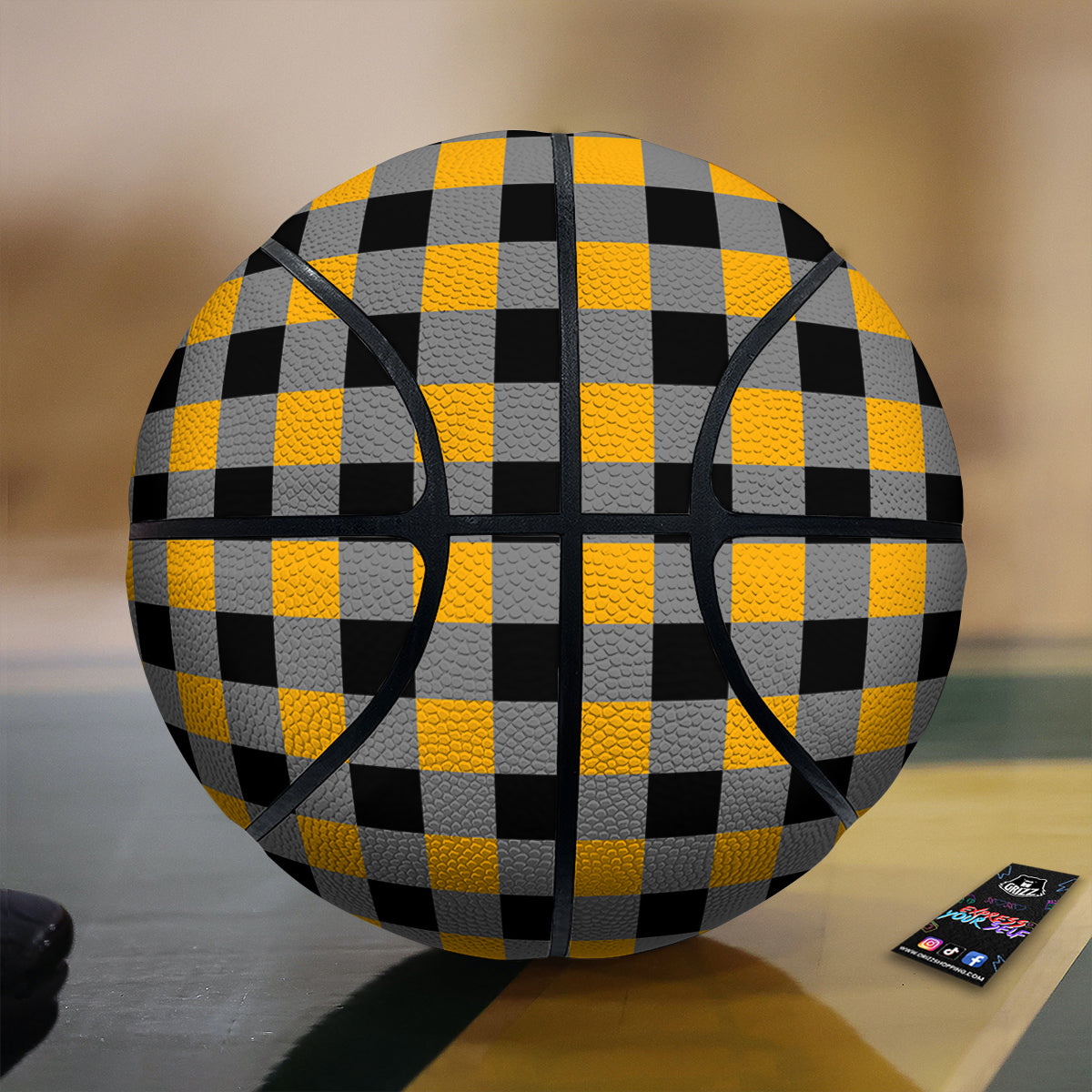 Check Yellow And Black Print Pattern Basketball