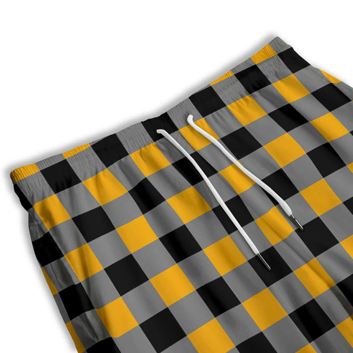 Check Yellow And Black Print Pattern Men's Athletic Shorts
