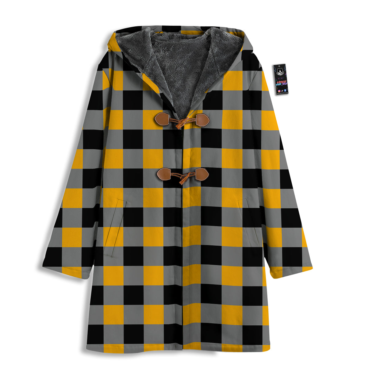 Check Yellow And Black Print Pattern Men's Windbreaker Jacket-grizzshop