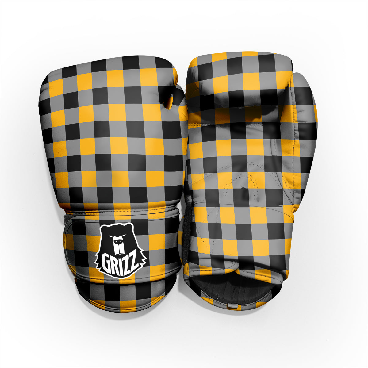 Check Yellow And Black Print Pattern Pro Boxing Glove