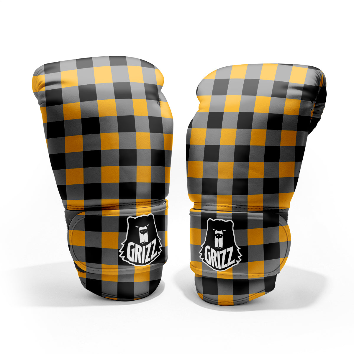 Check Yellow And Black Print Pattern Pro Boxing Glove