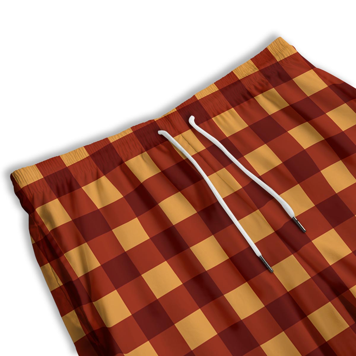 Check Yellow And Red Print Pattern Men's Athletic Shorts