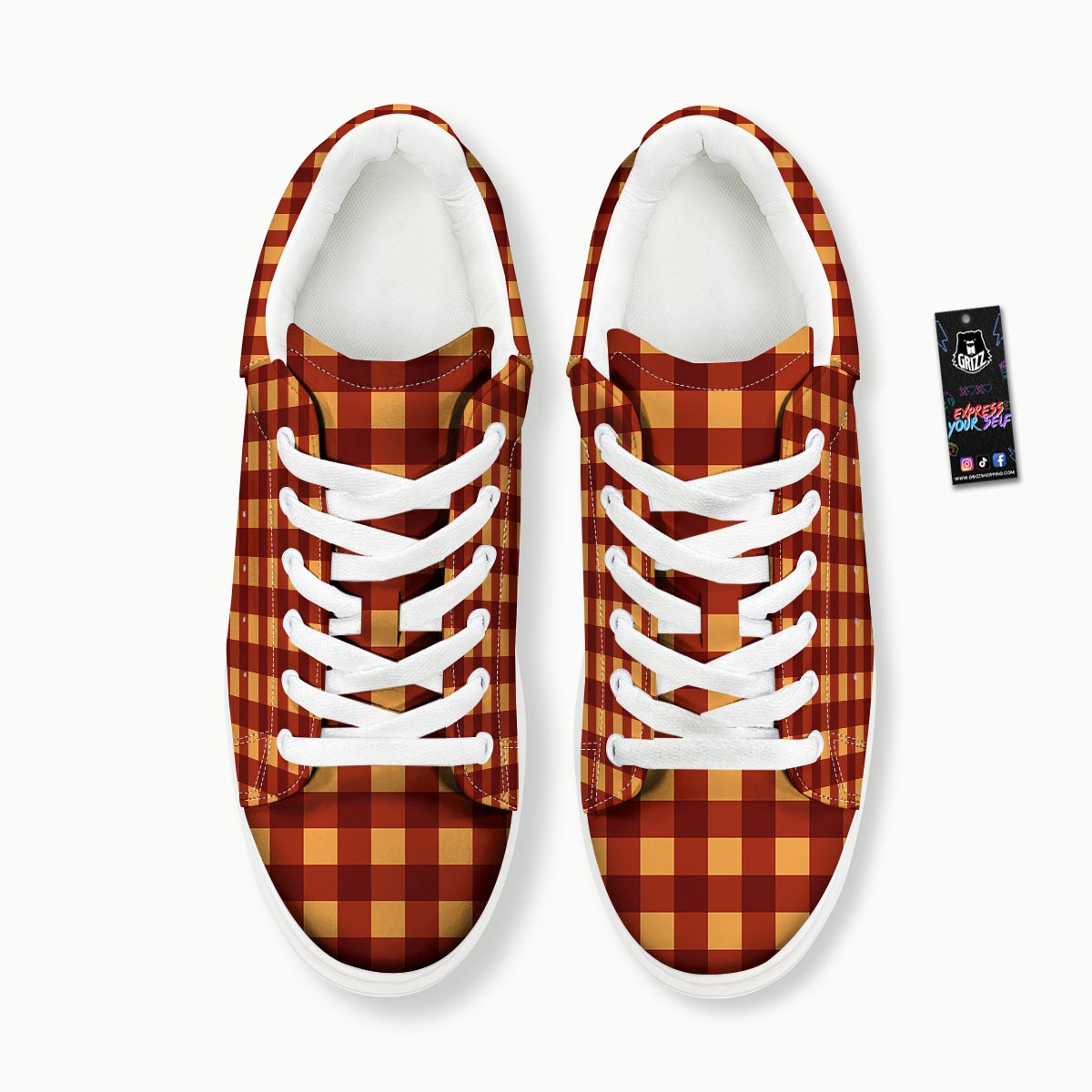 Check Yellow And Red Print Pattern Platform Shoes-grizzshop