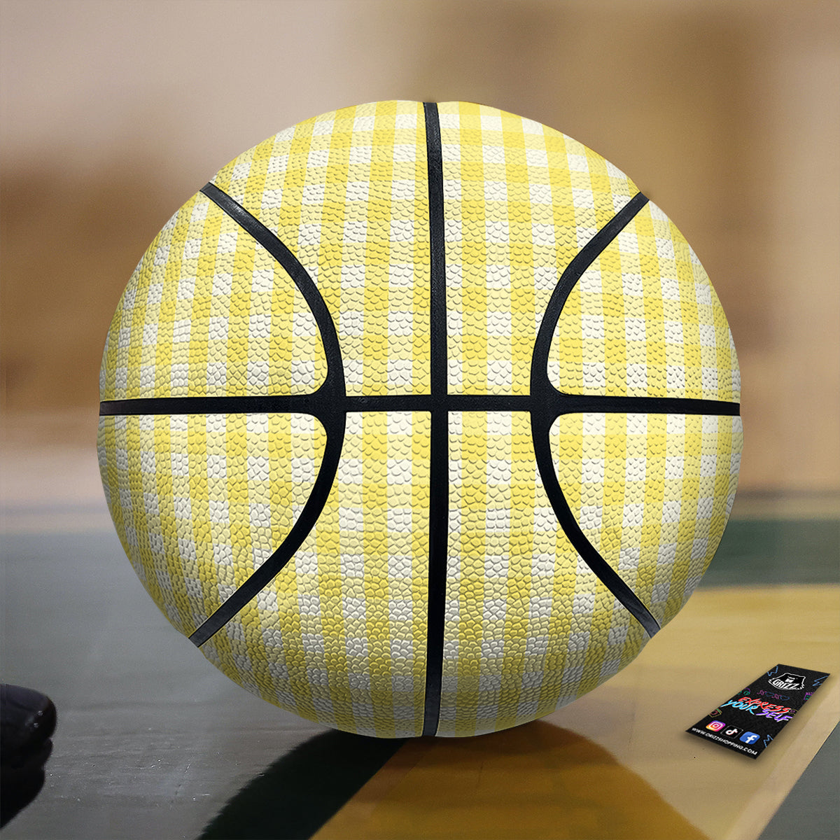 Check Yellow And White Print Pattern Basketball