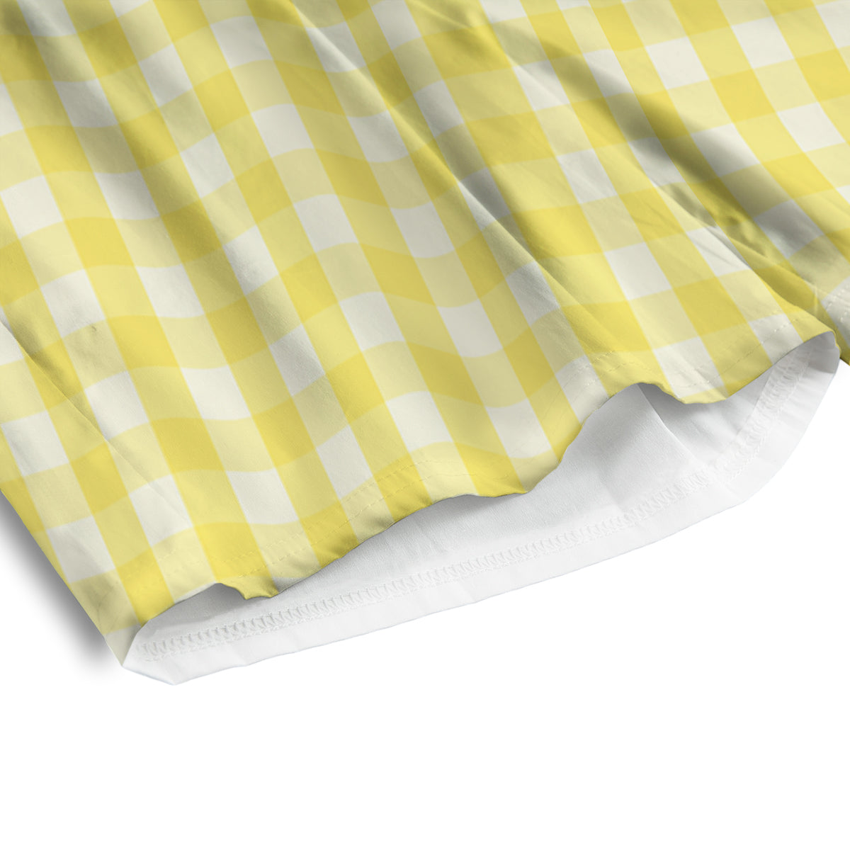 Check Yellow And White Print Pattern Men's Athletic Shorts