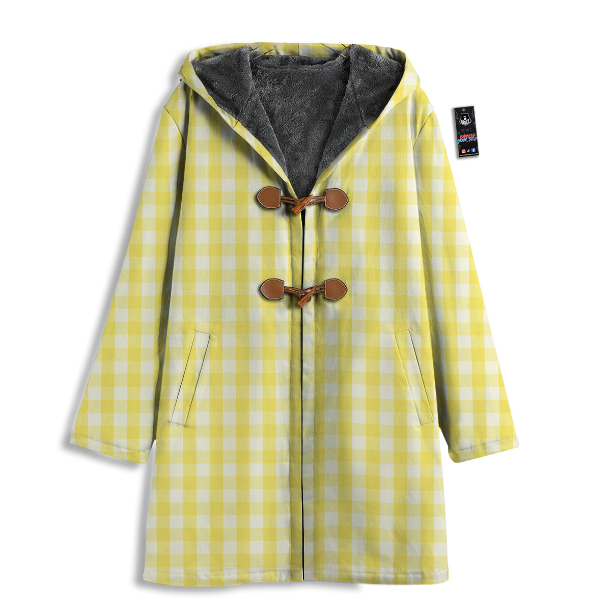 Check Yellow And White Print Pattern Men's Windbreaker Jacket-grizzshop