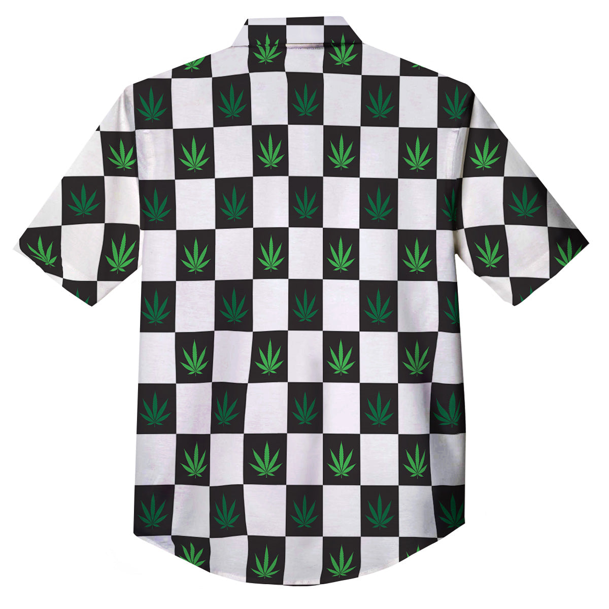 Checked Green Weed Print Pattern Button Up Shirt-grizzshop