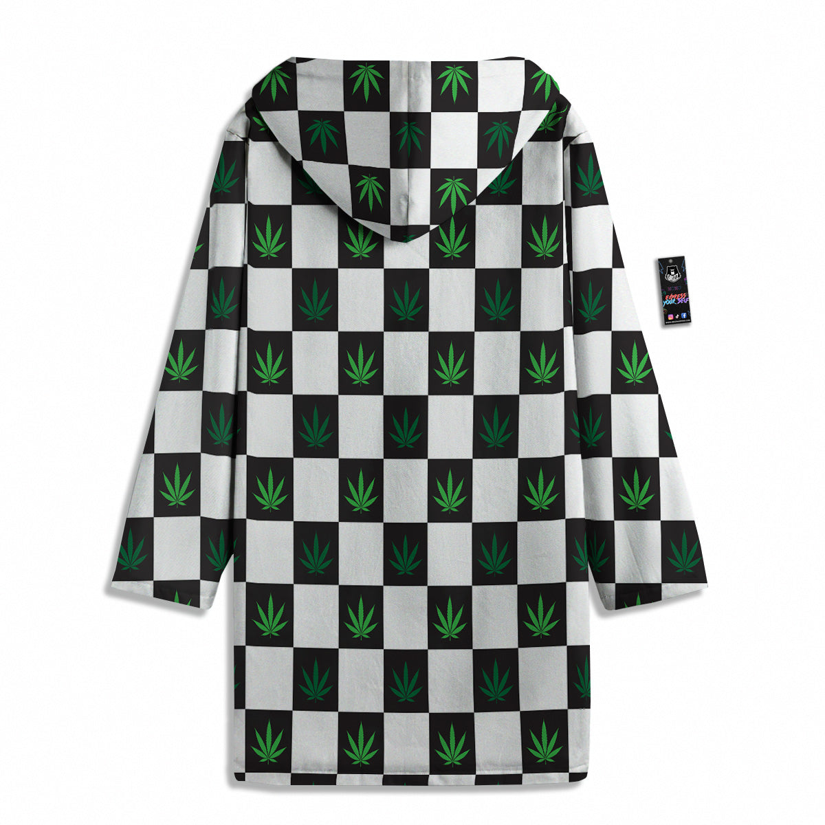 Checked Green Weed Print Pattern Men's Windbreaker Jacket-grizzshop