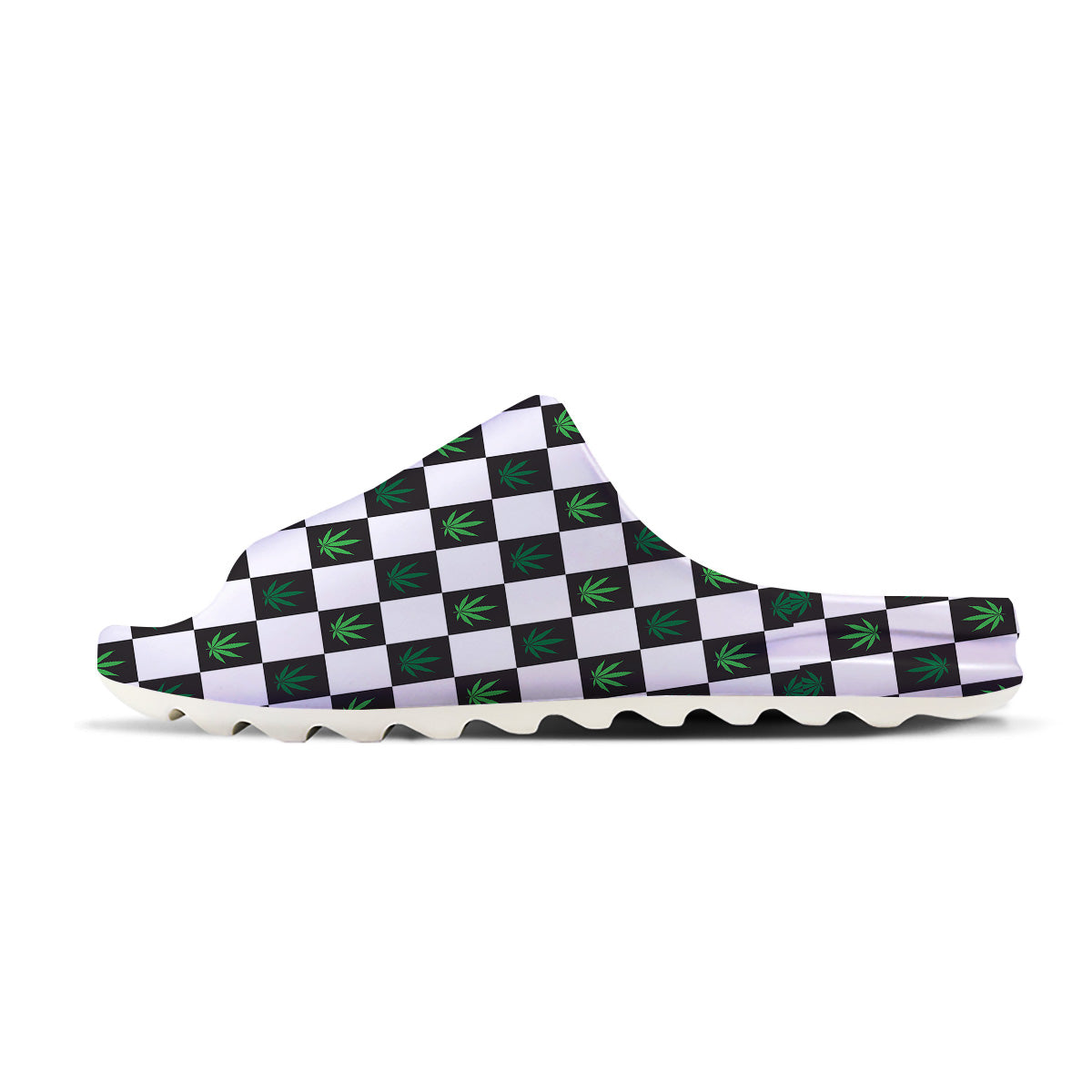 Checked Green Weed Print Pattern Sandals-grizzshop
