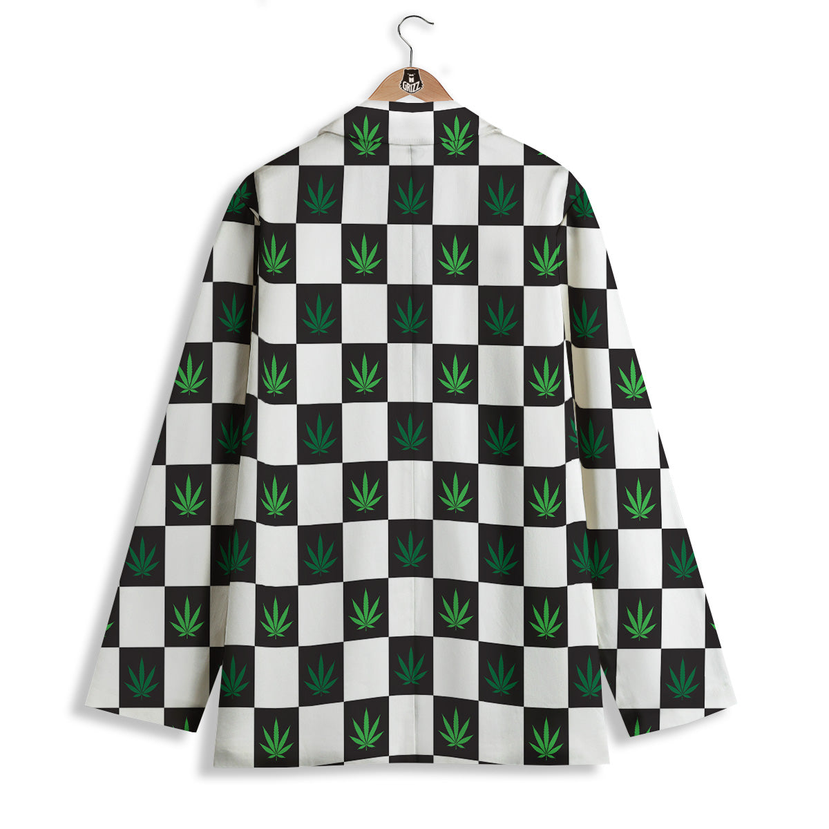 Checked Green Weed Print Pattern Women's Blazer-grizzshop