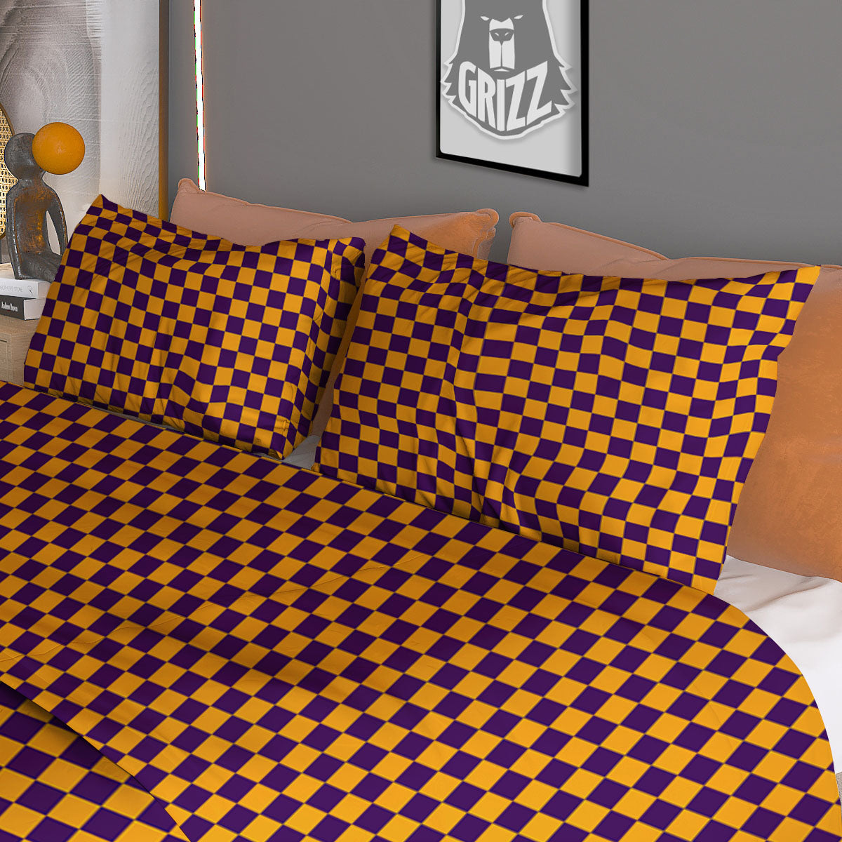Checked Halloween Print Pattern Duvet Cover Bedding Set