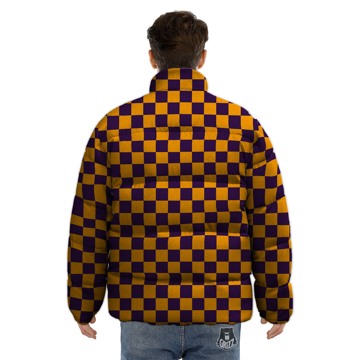 Checked Halloween Print Pattern Puffer Jacket-grizzshop