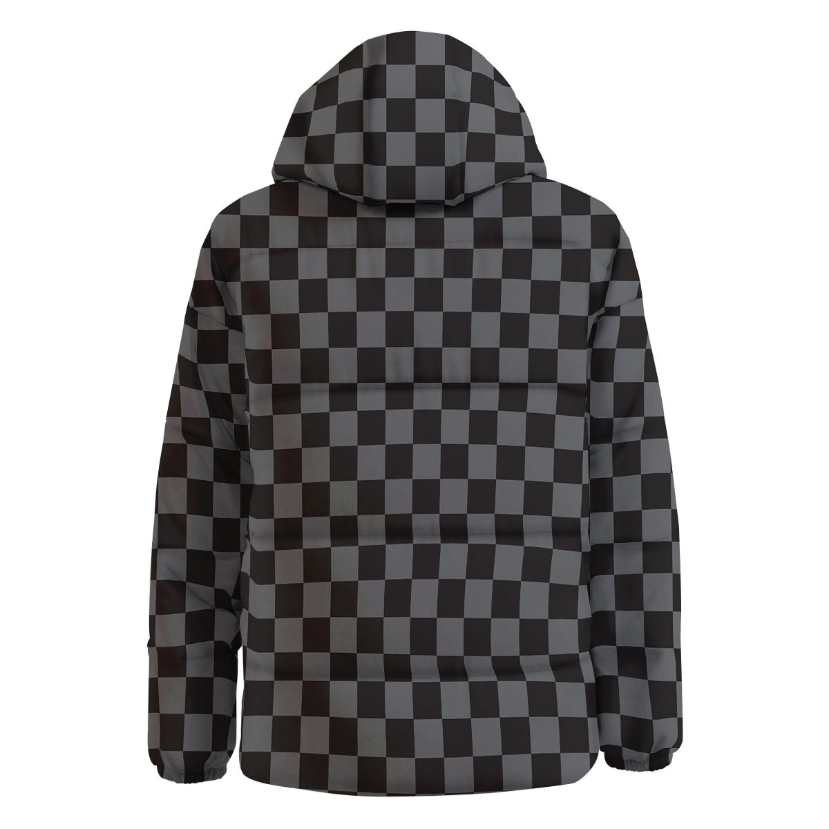 Checkered Black And Grey Print Pattern Down Jacket-grizzshop