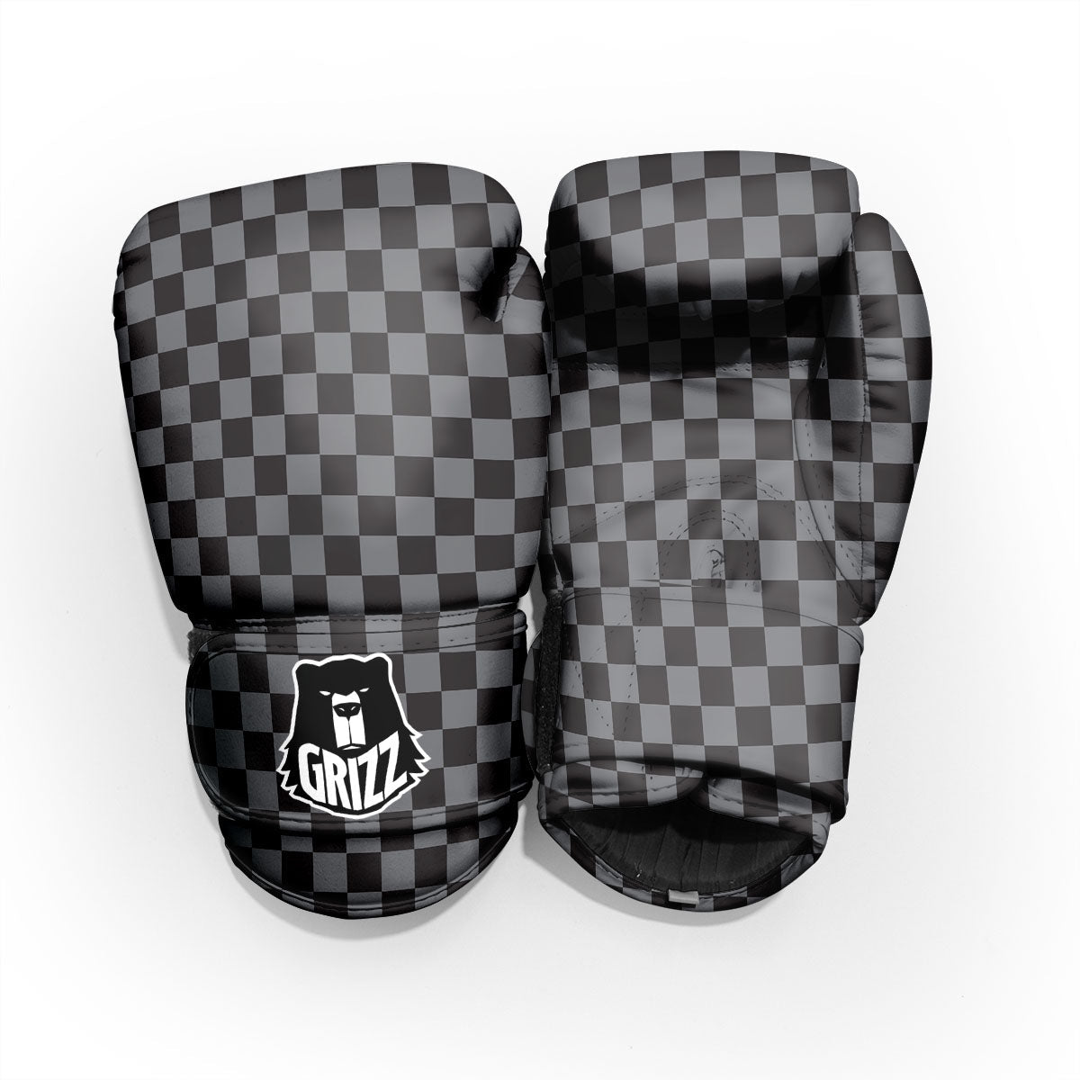 Checkered Black And Grey Print Pattern Pro Boxing Glove