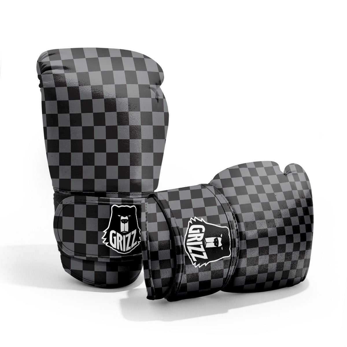Checkered Black And Grey Print Pattern Pro Boxing Glove
