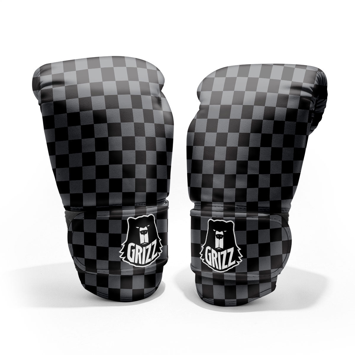 Checkered Black And Grey Print Pattern Pro Boxing Glove