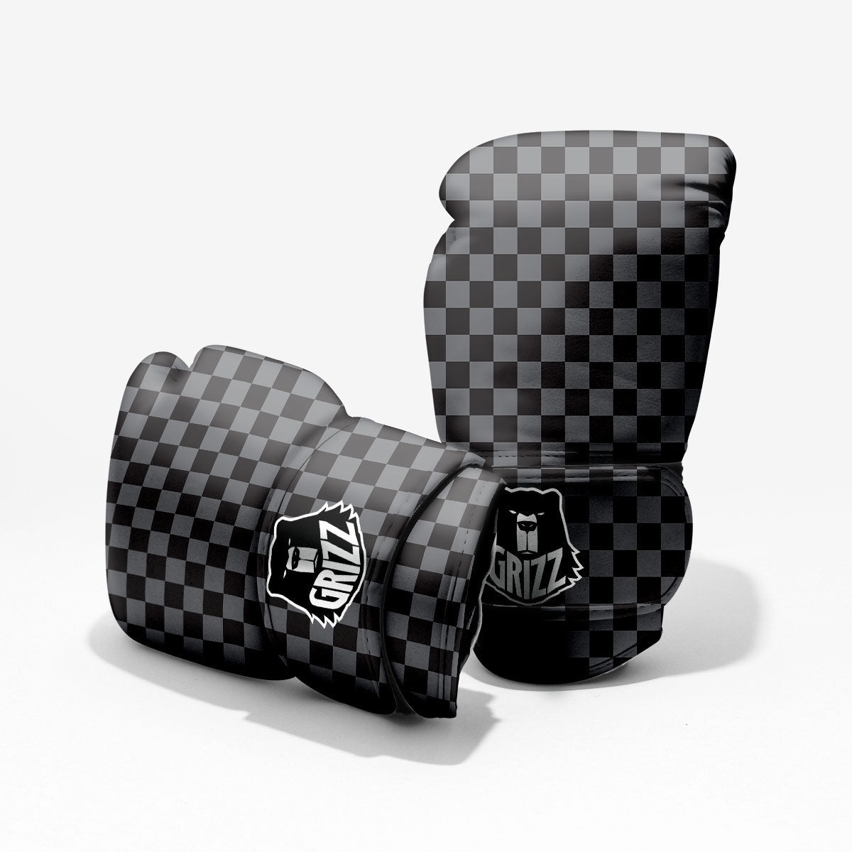 Checkered Black And Grey Print Pattern Pro Boxing Glove