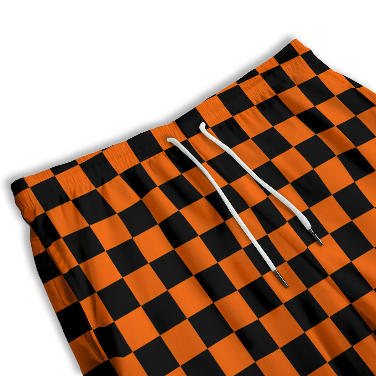 Checkered Black And Orange Print Pattern Men's Athletic Shorts
