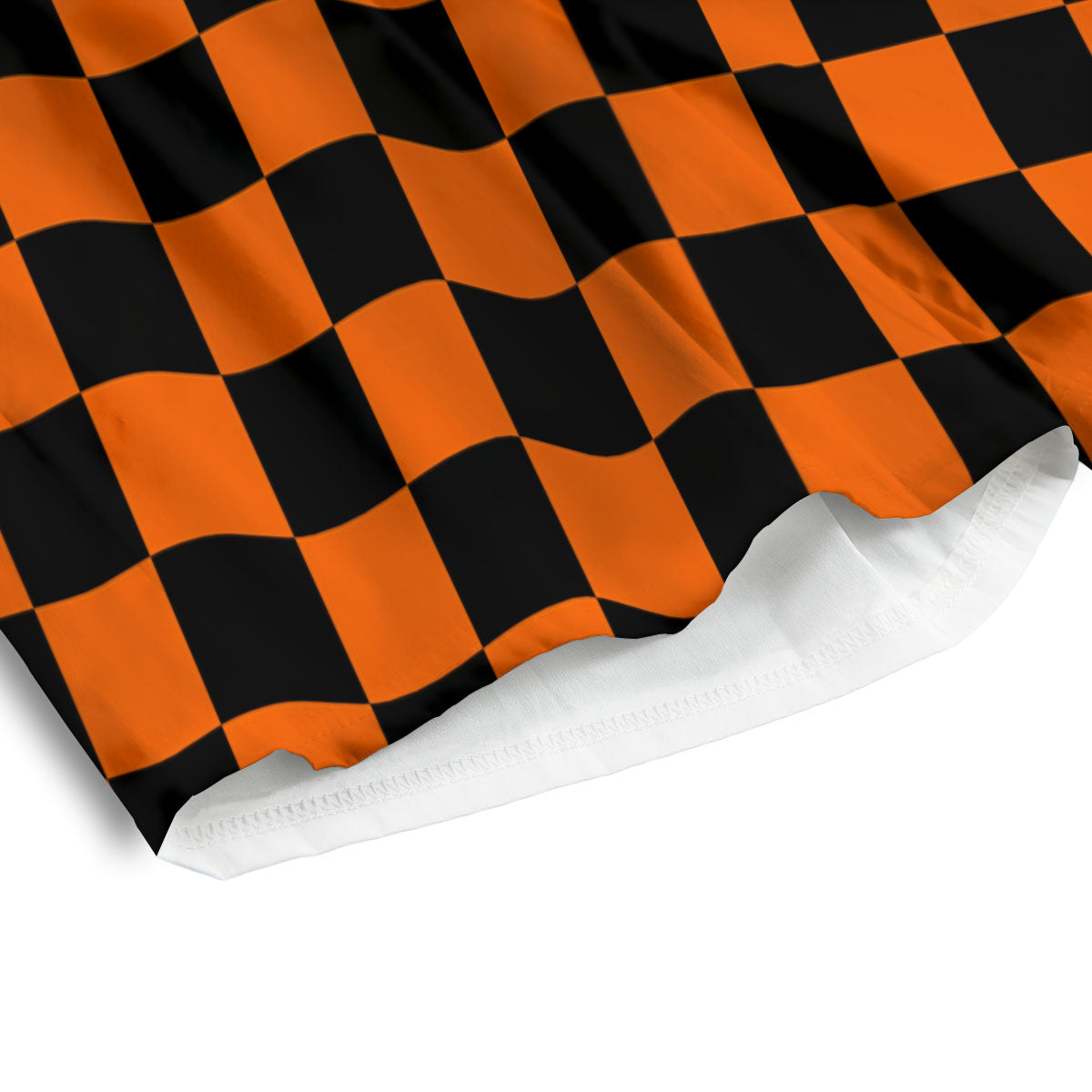 Checkered Black And Orange Print Pattern Men's Athletic Shorts