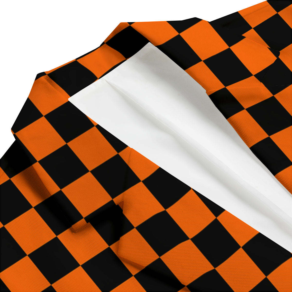 Checkered Black And Orange Print Pattern Men's Blazer-grizzshop