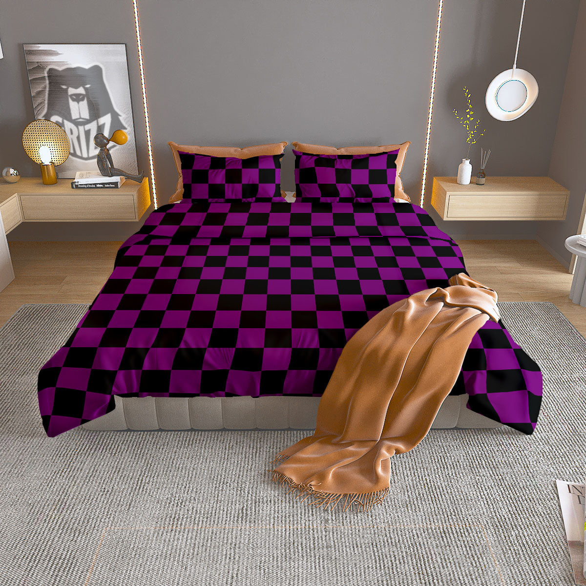 Camo Black Tan Digital Print Pattern Duvet Cover Bedding Set