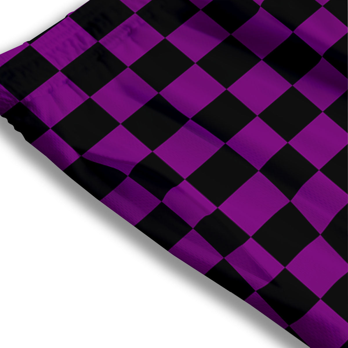 Checkered Black And Purple Print Pattern Mesh Shorts