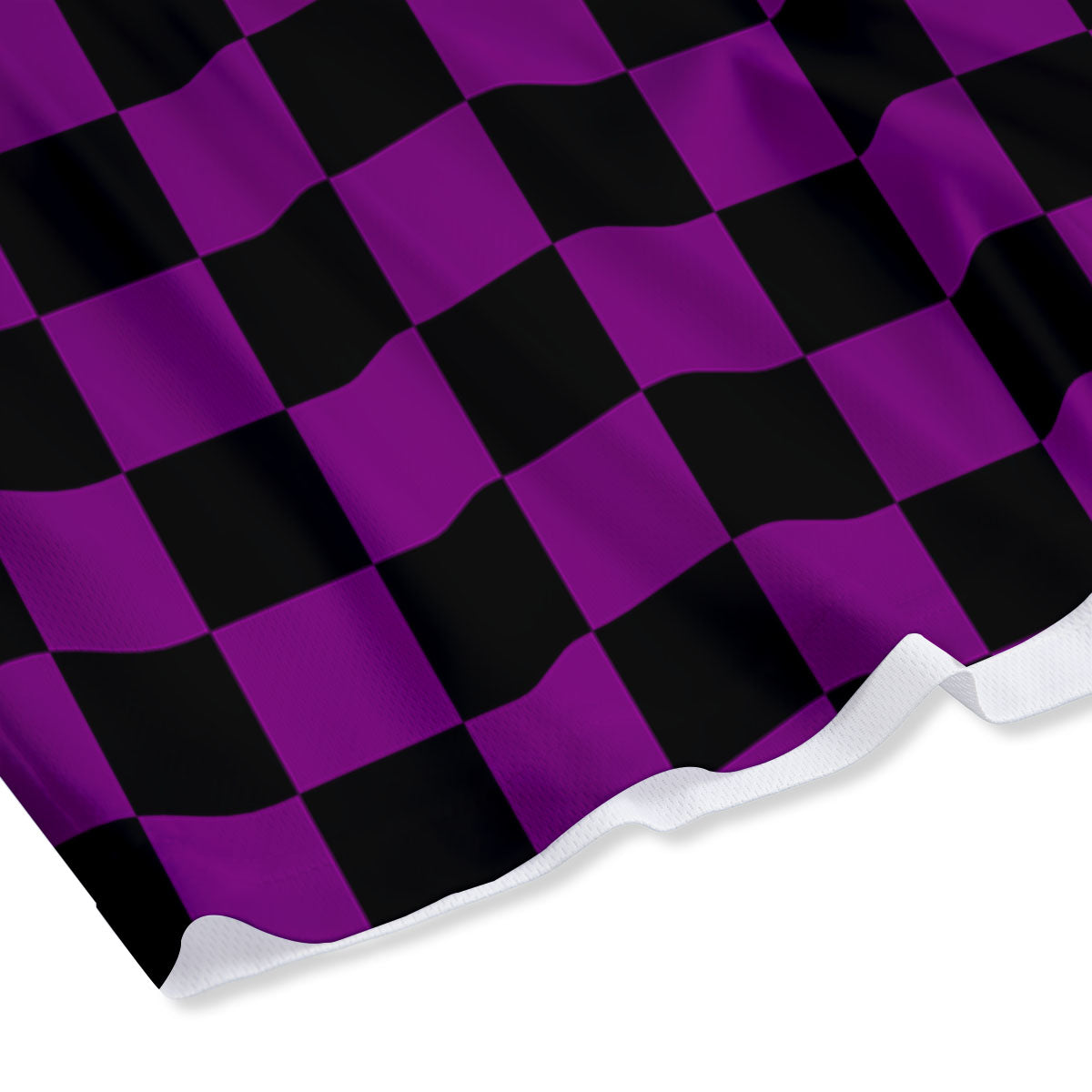 Checkered Black And Purple Print Pattern Mesh Shorts